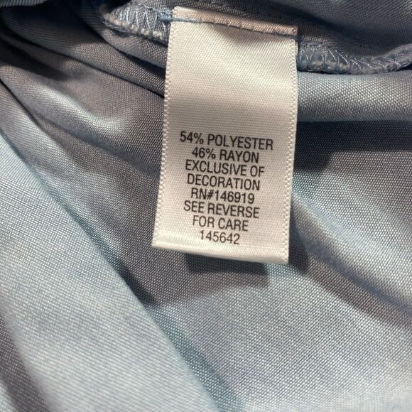 CANDIES Blouse Smocked Long Sleeve Off Shoulder Shimmer Top Womens L Light Blue - Picture 11 of 12